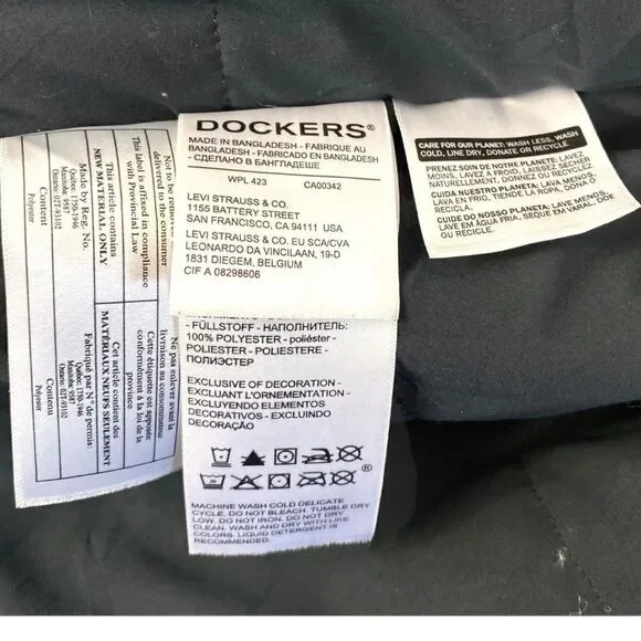 DOCKERS MEN'S Alpha Khaki Smart Flex Black Button Up Long Sleeve Jacket US XL - Picture 8 of 8